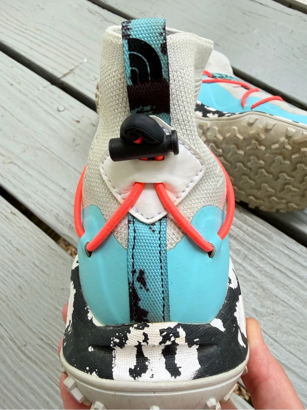 North Face Sihl Mid Waterproof Hiking Shoes Boots sz 8 Blue Mesh Animal Print